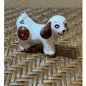 Vintage Ceramic Naughty Dog Figurine Floppy Ear With Brown Spots